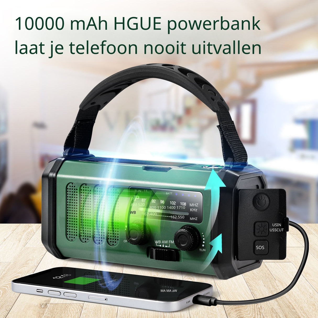 Noodradio XSY330 AM/FM – 10.000mAh Powerbank – Solar & Dynamo – IPX6 & LED-zaklamp
