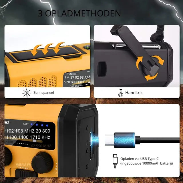 Noodradio XSY330 AM/FM – 10.000mAh Powerbank – Solar & Dynamo – IPX6 & LED-zaklamp