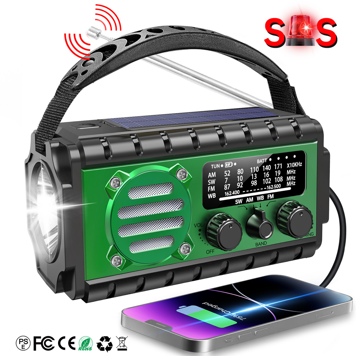 Noodradio XSY350 AM/FM/SW – 20.000mAh Powerbank – Solar, Dynamo, IPX6 & LED-zaklamp
