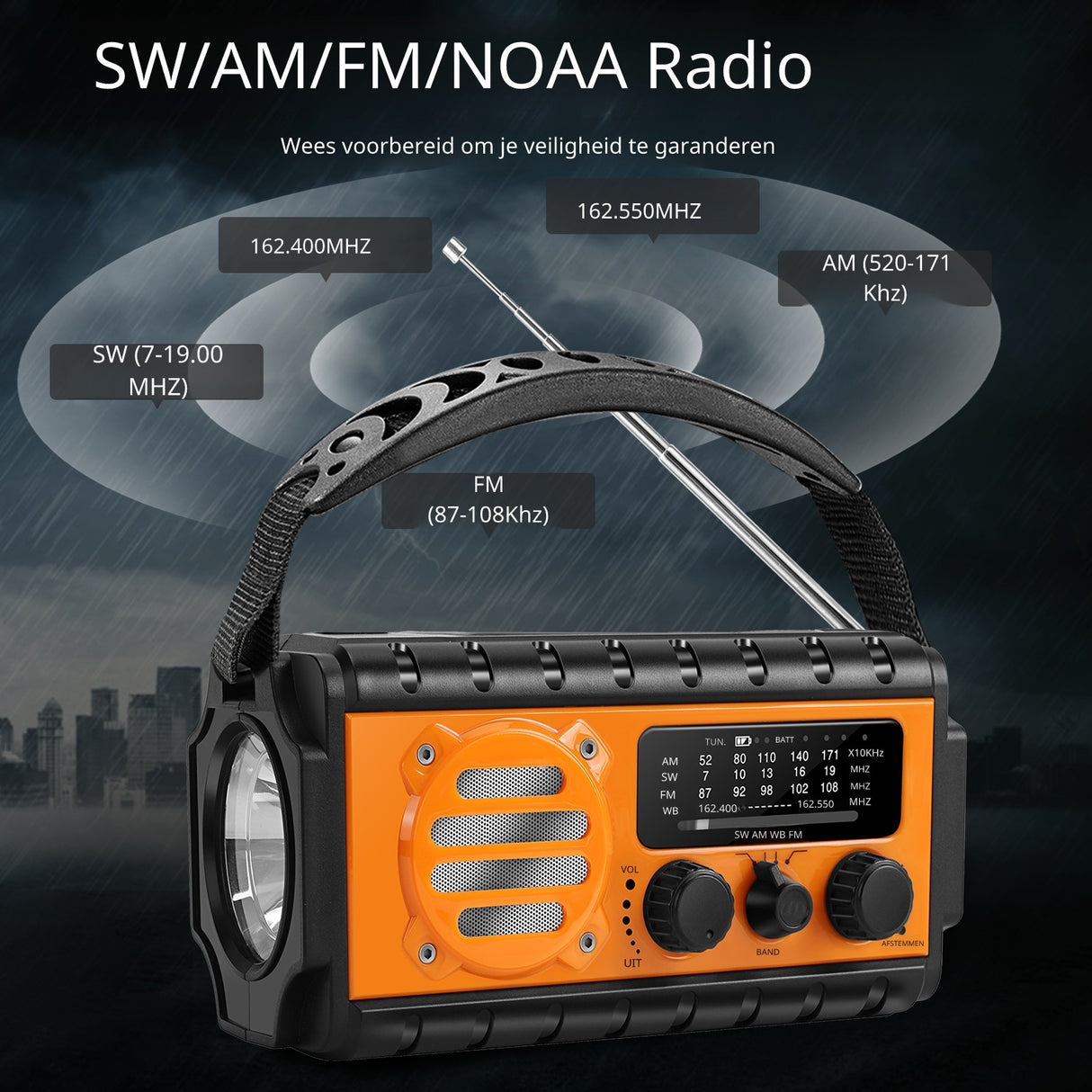 Noodradio XSY350 AM/FM/SW – 20.000mAh Powerbank – Solar, Dynamo, IPX6 & LED-zaklamp