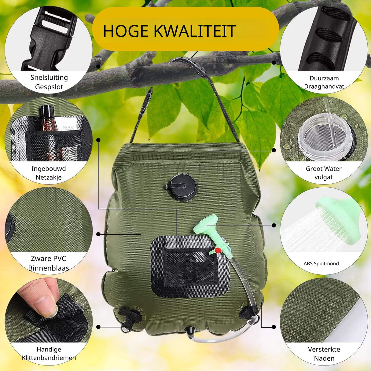Draagbare Campingdouche – 20L Zonne-energie Douchezak