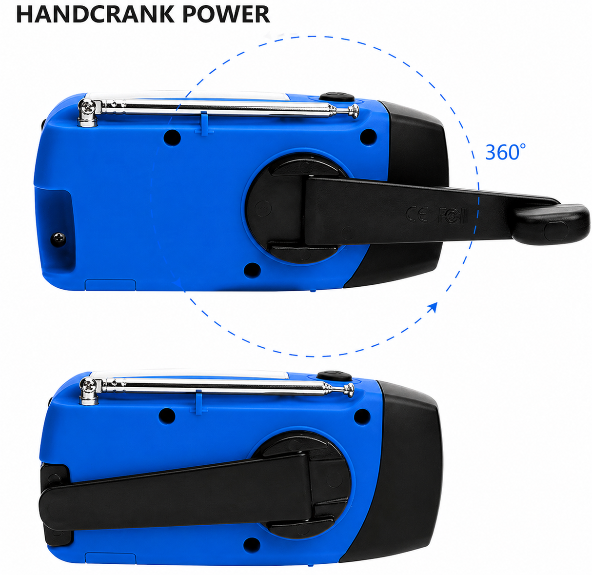 Starterversie Noodradio AM/FM – Compact 2.000mAh Powerbank– Solar, Dynamo & LED-zaklamp