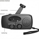 Starterversie Noodradio AM/FM – Compact 2.000mAh Powerbank– Solar, Dynamo & LED-zaklamp