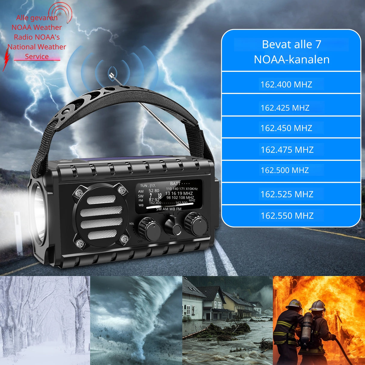 Noodradio XSY350 AM/FM/SW – 20.000mAh Powerbank – Solar, Dynamo, IPX6 & LED-zaklamp