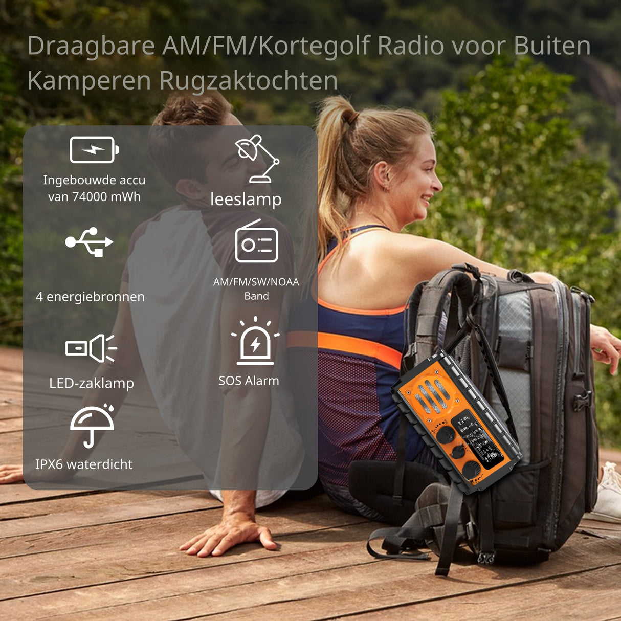 Noodradio XSY350 AM/FM/SW – 20.000mAh Powerbank – Solar, Dynamo, IPX6 & LED-zaklamp