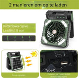 Campingventilator XSY99 – 5200mAh Solar, USB & LED-verlichting