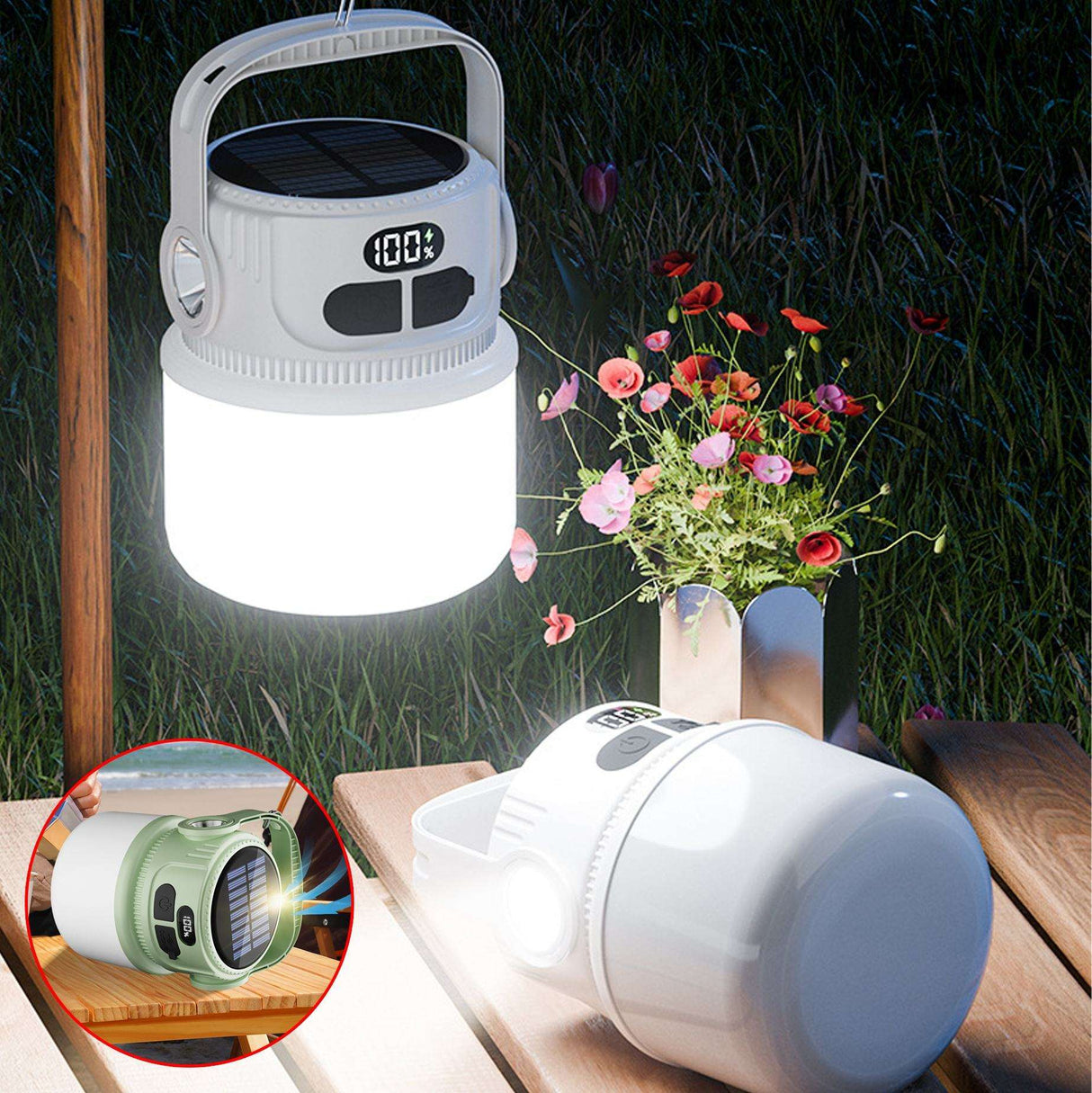 LED-Kampeerlantaarn - Oplaadbaar op Zonne-energie - 100 Lumen