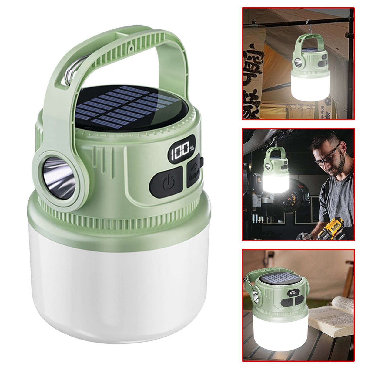 LED-Kampeerlantaarn - Oplaadbaar op Zonne-energie - 100 Lumen