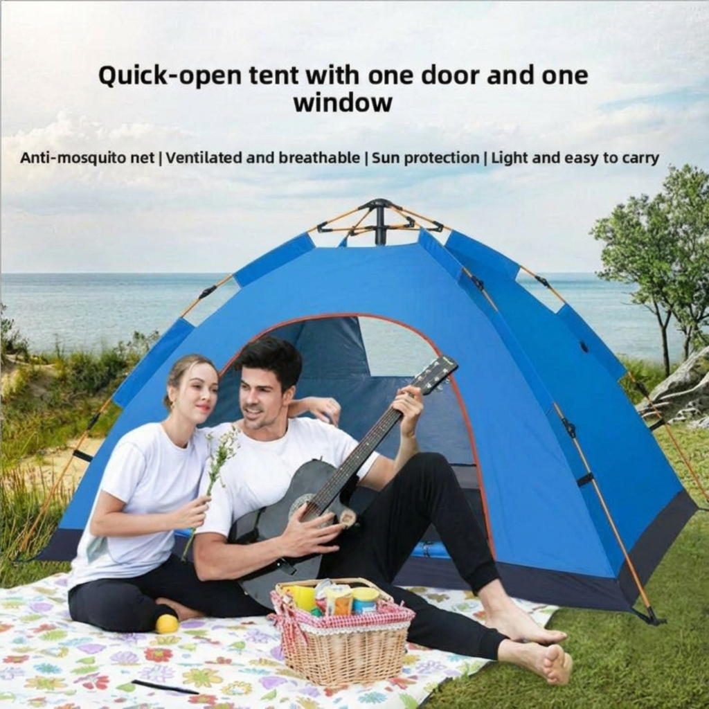 RezReady Kampeertent 1-2 volwassenen/kinderen – maat 200x140 cm  – Vierseizoen, Waterdicht & Snel te Openen