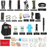 RezReady Noodpakket 4-in-1: 203-delig Overlevingsset (Khaki), Noodradio, Waterfilter & Campingkachel