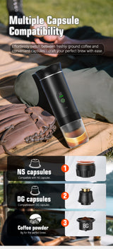 Brewezza Portable Koffiezetapparaat – Compact & Lichtgewicht – USB Oplaadbaar – Ideaal voor Reizen & Outdoor